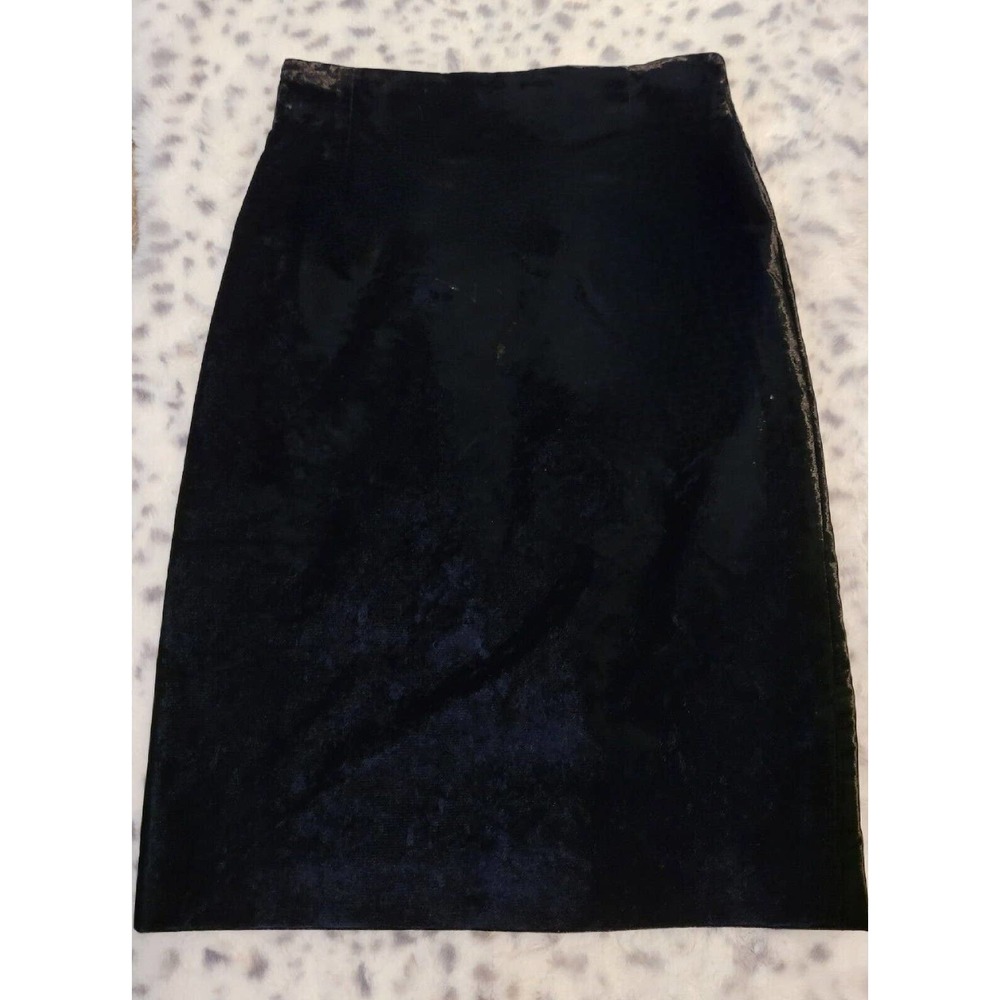 Paule Vasseur Paris France Black/Blue Velvet Straight Pencil Skirt EU 36